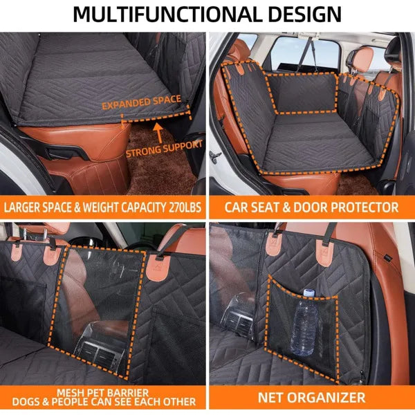 Backseat Dog Car Seat Cover Hard Bottom, Hard Bottom Car Seat Cover, Hard Bottom Extender for Large Dogs Keep Car Clean