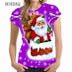 Short Sleeve Cartoon Santa Claus Women 3d T-shirts Street Hip Hop Cute Ladies Tee Christmas Style Loose Casual Tops Big Size 6XL