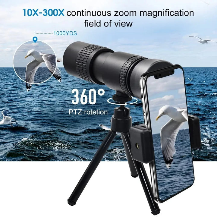 10-300X30 Hd Mobile Phone Camera Lens Telescope Zoom with Tripod for Iphone Samsung Xiaomi Huawei Phone Monocular