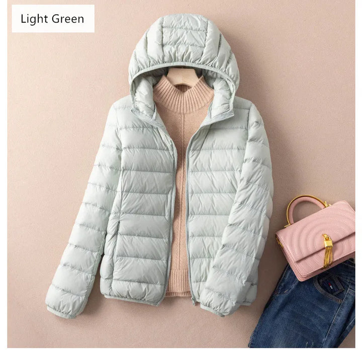 Women Autumn Down Jacket 2022 New Arrivals  90%  White Duck Down Ultra Light Fashion Hooded Keep Warm  Puffer Jacket