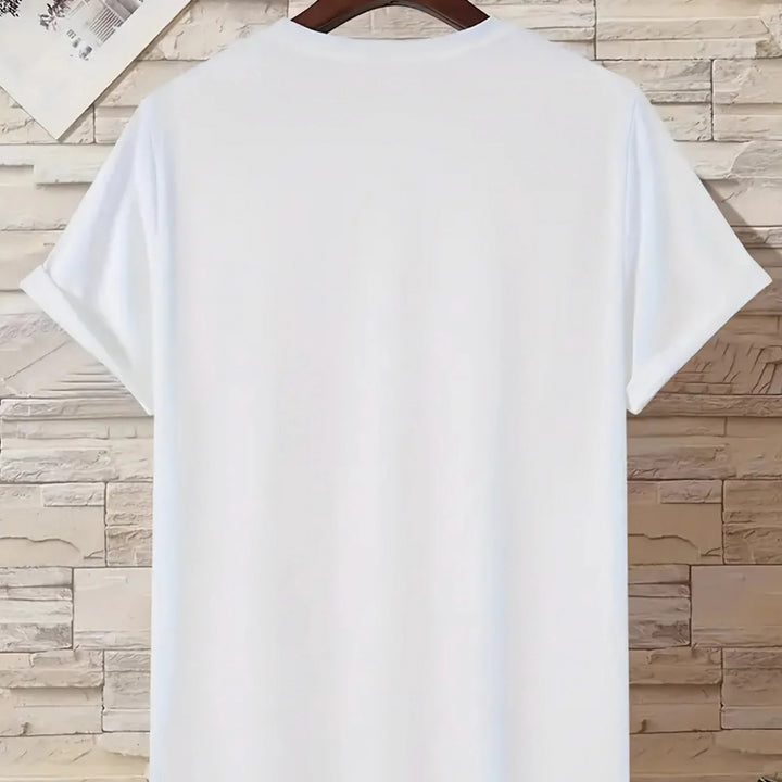 Men's Quick-Dry T-Shirt with Unique Bone & Geometric Design - Comfortable, Breathable Polyester for Summer, Casual Streetwear, Best for Christmas