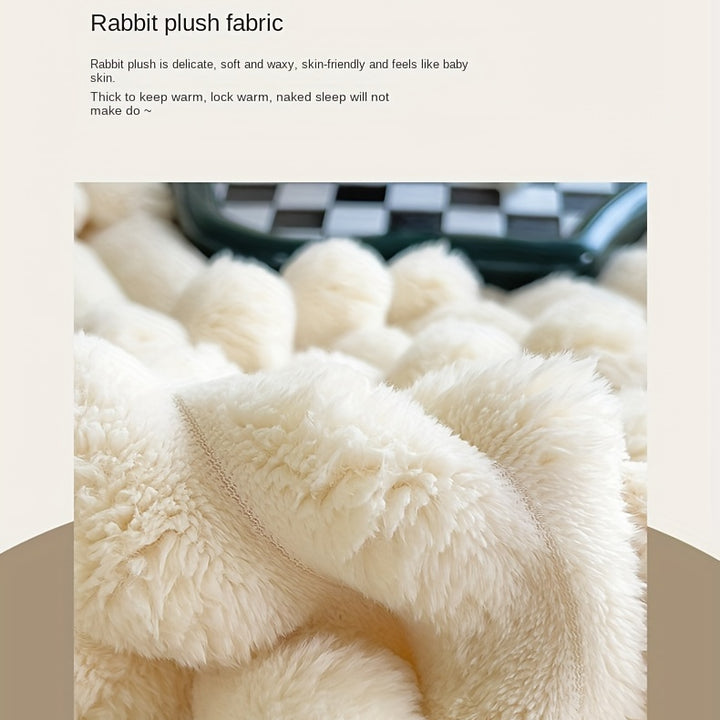 1pc Contemporary Plush Double-Layer Leisure Fur Throw Blanket - Soft, Warm & Cozy for All Seasons, Machine Washable, Polyester, Ideal for Couch, Bed, Office, Travel - Perfect Christmas Gift