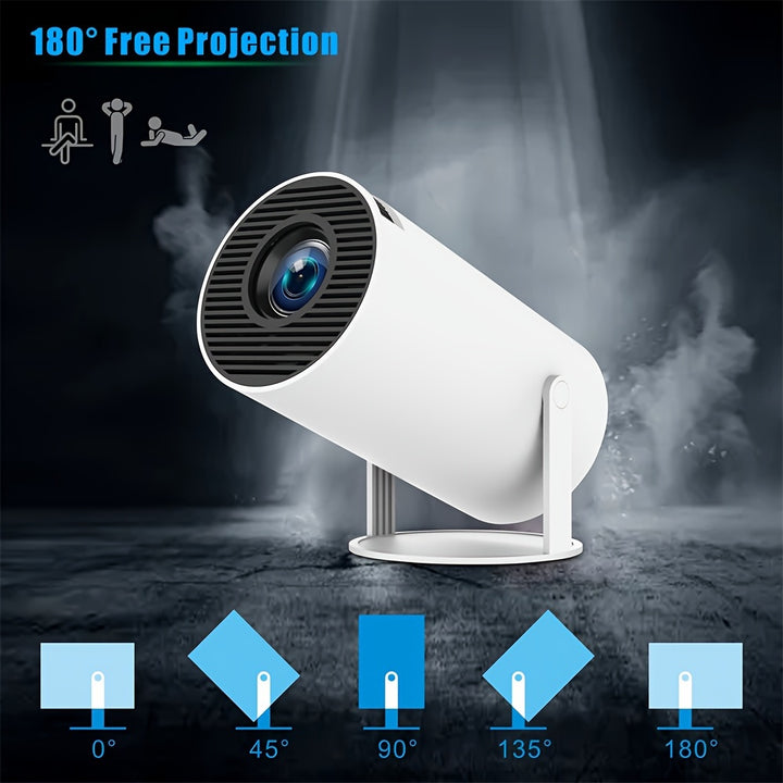 Ultra-Clear 4K HY300 Pro Projector - Lightweight, Portable Wireless Home Cinema with 180° Multi-Angle Adjustment, for Android 11.0 Compatible, 200ANSI Brightness (EU Plug)