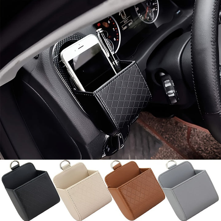 Car Air Vent Hanging Storage Box Mobile Phone Bag PU Leather Car Mobile Phone Holder Car Interior Accessories