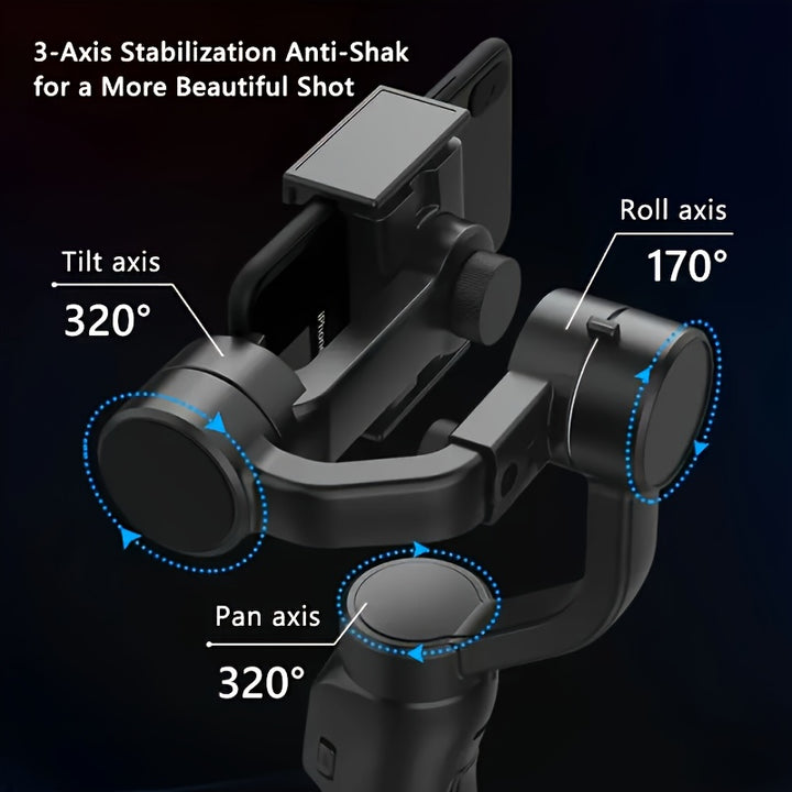 QAML F8 Handheld Gimbal - 3-Axis Stabilizer for iPhone & for Xiaomi, USB Rechargeable, Anti-Shake Video Recorder