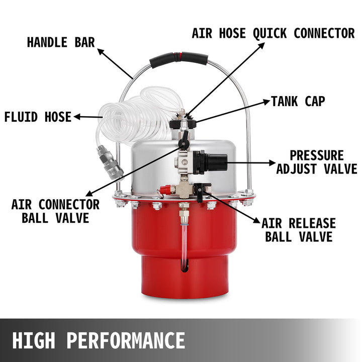 VEVOR Pneumatic Air Pressure Brake Bleeder Kit Car Brake Fluid Oil Change Tool With 5L Tank for Bleeding Brake and Clutch System