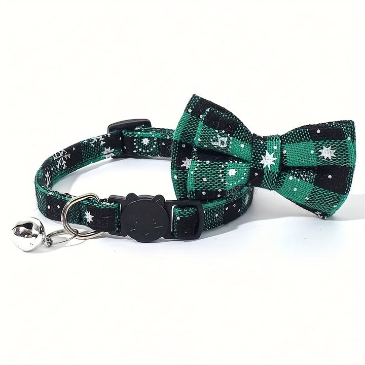 Christmas Removable Bow Tie for Dogs, Geometric Pattern, Polyester, Pet Collar Accessory, Festive Holiday Pet Gear