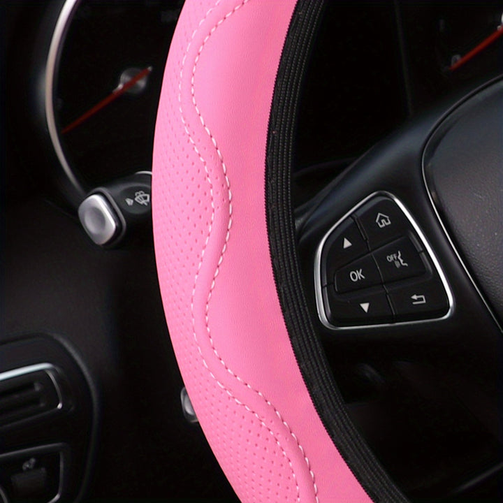 Luxurious PU Leather Steering Wheel Cover - 3D Comfort, No Inner Ring, Car Accessories