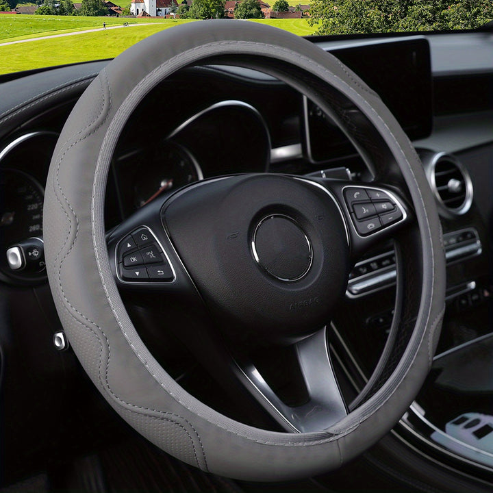 Luxurious PU Leather Steering Wheel Cover - 3D Comfort, No Inner Ring, Car Accessories