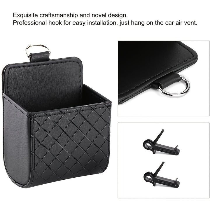 Car Air Vent Hanging Storage Box Mobile Phone Bag PU Leather Car Mobile Phone Holder Car Interior Accessories