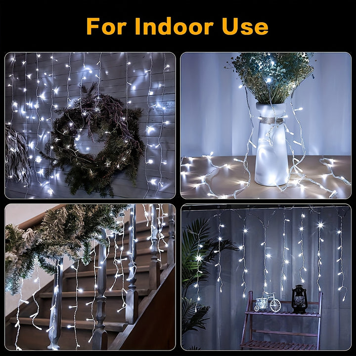 1pc Waterproof LED Solar Icicle String Lights - Perfect For Christmas, Halloween, And Thanksgiving Decorations - Ideal For Bedroom, Patio, Garden And Outdoor