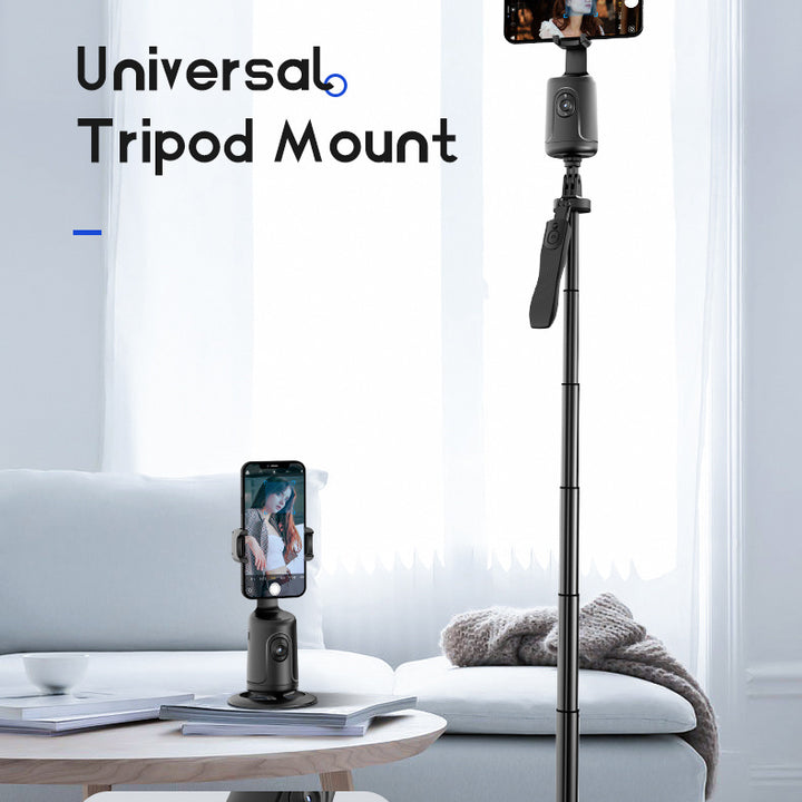 Auto Face Tracking Tripod, No App Required, 360° Rotation Face Body Phone Mount Smart Shooting Phone Tracking Holder for Vlog Live Streaming Video, Rechargeable Battery, Black