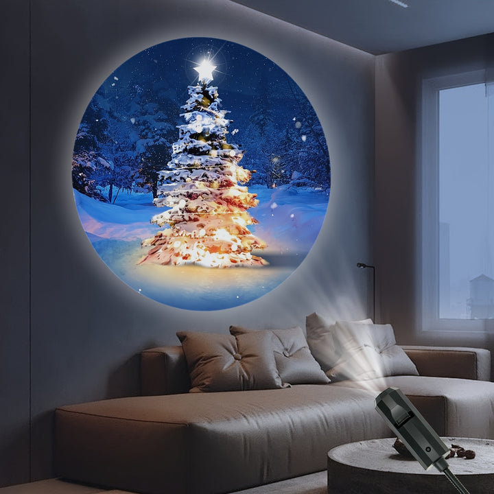 USB-Powered LED Snowflake & Christmas Tree Projection Light - 360° Rotatable, Easy Setup Night Light for Festive Room Decor & Gifts